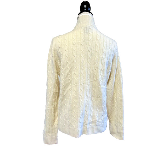 Jones New York sz L Ivory Stand Collar Wool Angora Blend Cable Knit Cardigan NWT - Picture 2 of 7